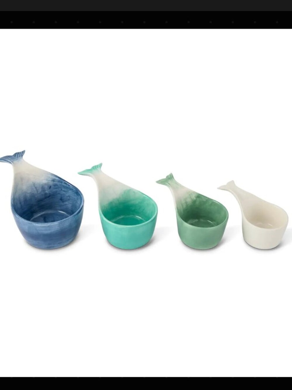 4pc Ceramic Figural Whale Measuring Cups - Blue Multi
